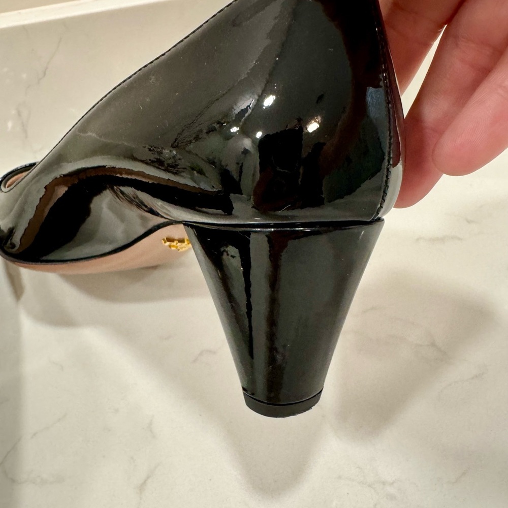 100% Authentic PRADA MILANO BLACK PATENT GENUINE LEATHER HEELS ! - Picture 9 of 10